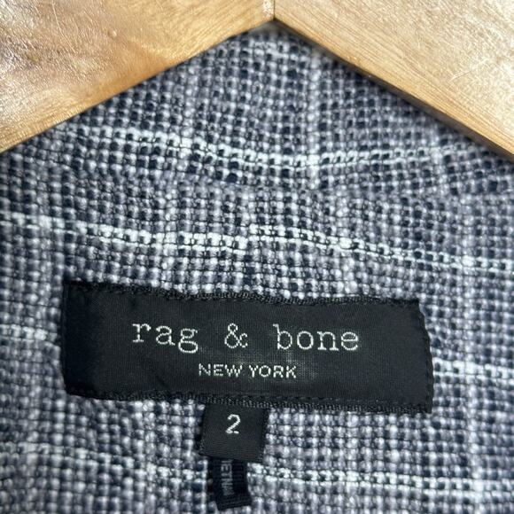 RAG & BONE Ames Desconstructed Check Tweed Relaxed Blazer Gray Sz S {3L44} - Picture 6 of 7